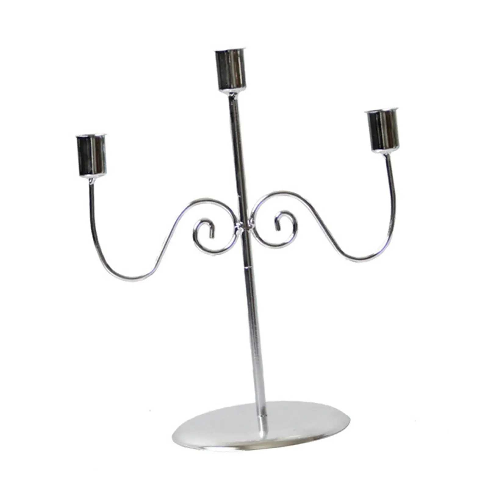 Taper Candle Holder Metal Candelabra Retro Style Tabletop 3 Arms Candlestick
