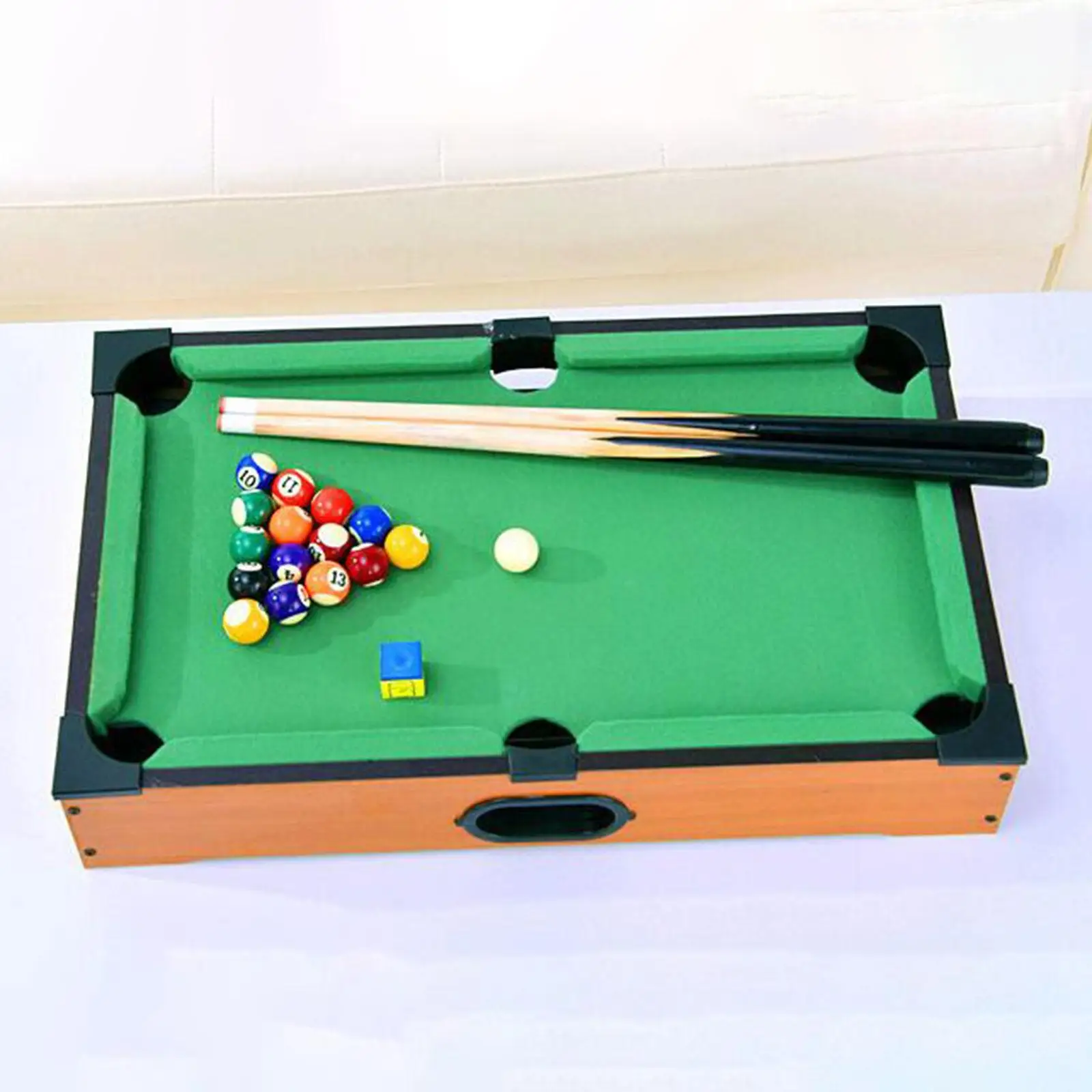 Mini Table Pool Set Wood with Game Balls Playset Easy to Install Snooker Billiards Toy for Travel Game Room Indoor Home Desk