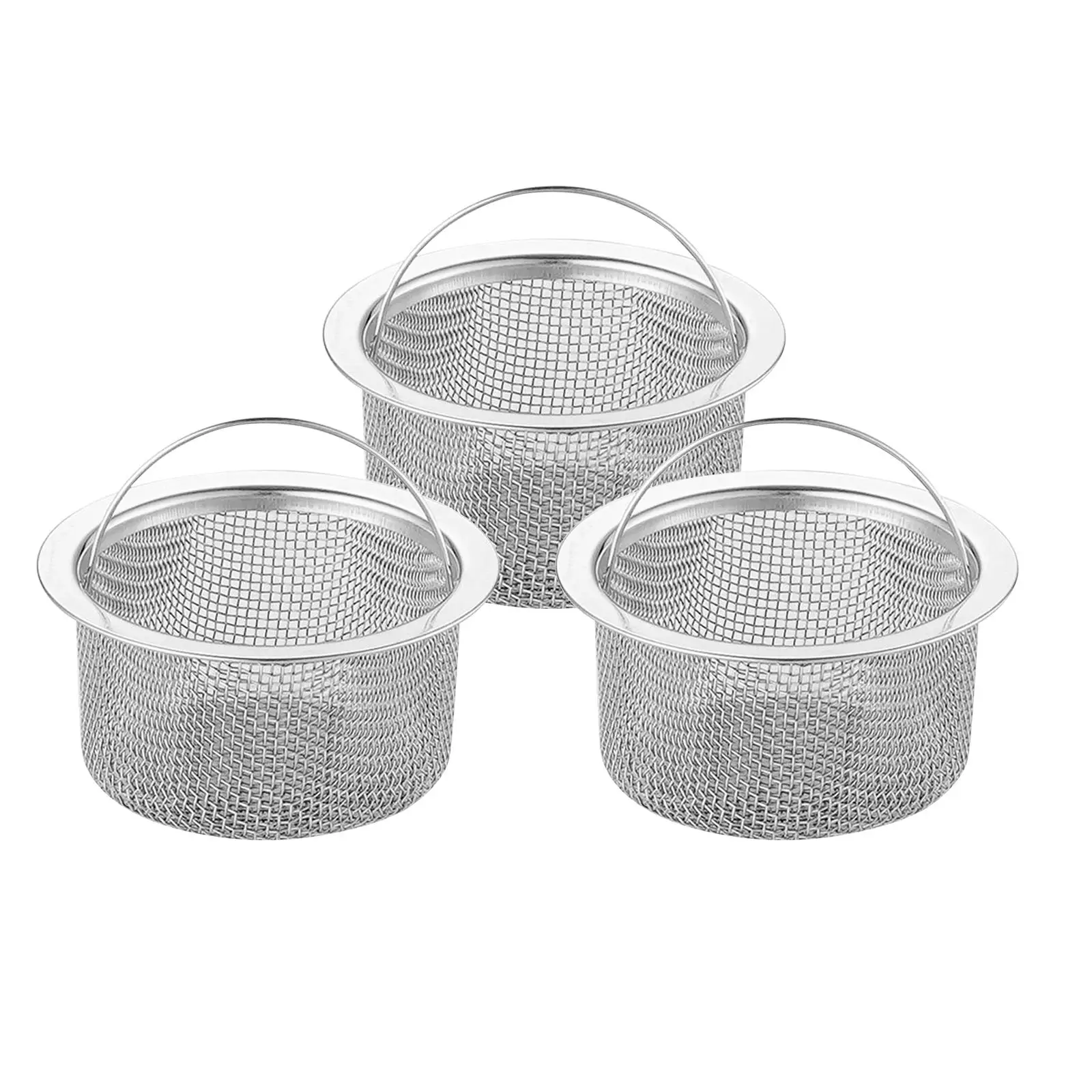 Stainless Steel Sink Strainer Basket Basin Drain Filter Shower Drain Hole Filter with Handle for Restaurant Bathroom Sink