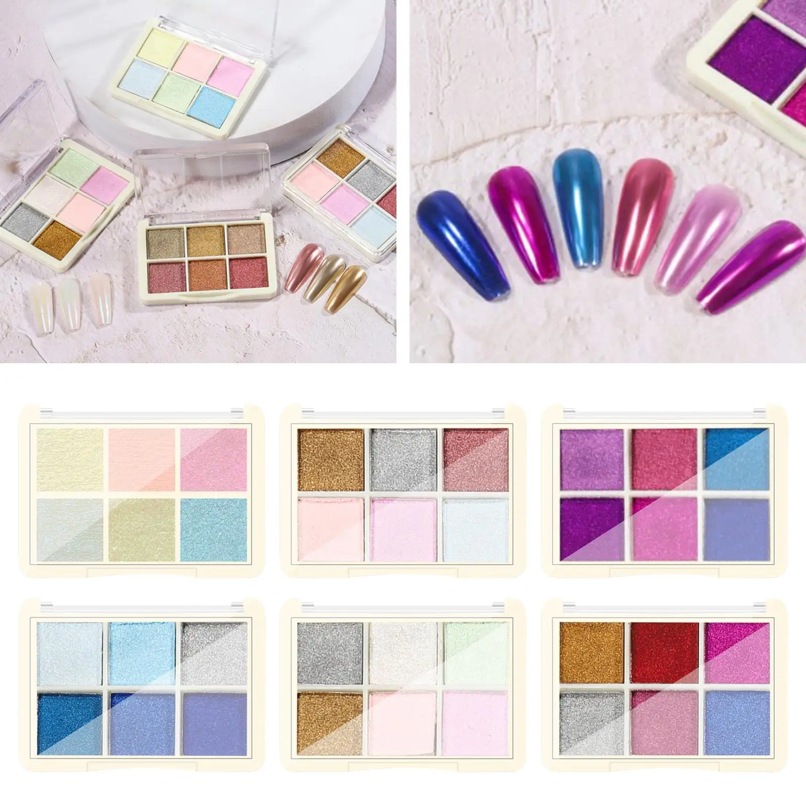 Nail Powder Polish Pigment Colorful Fluorescent Solid Holographic Nail Powders for UV Gel Salon