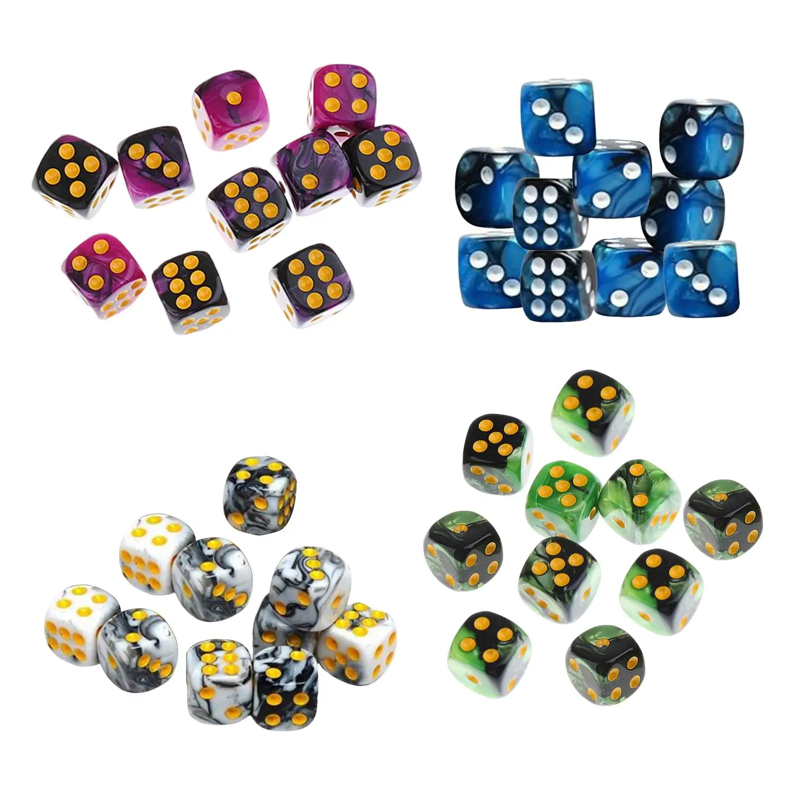 Set of 10 Six Sided Dices Set D6 12mm for DND Role Playing Board Game Math Teaching