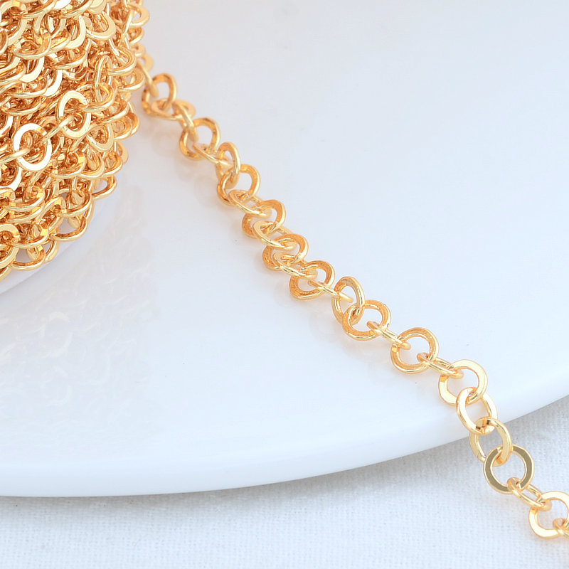 5*5MM 4MM 18K Goldfarben plattierte Messing-Rundkette für die Schmuckherstellung, DIY-Halsketten, Armbänder, Schmuckherstellungszubehör – Detail 5