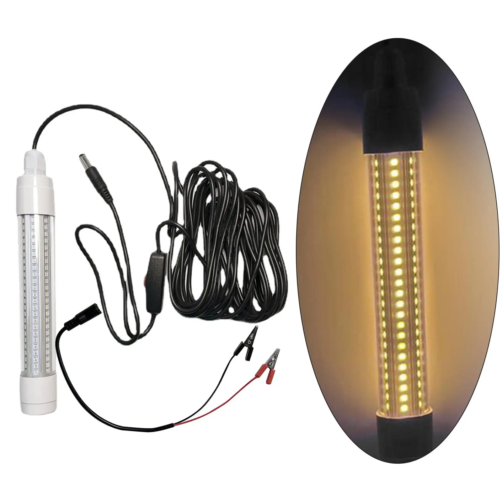 Underwater Underwater Fishing Light Submersible 126 LEDs Finder for Freshwater & Saltwater Squid with Battery Clip &Power Cord