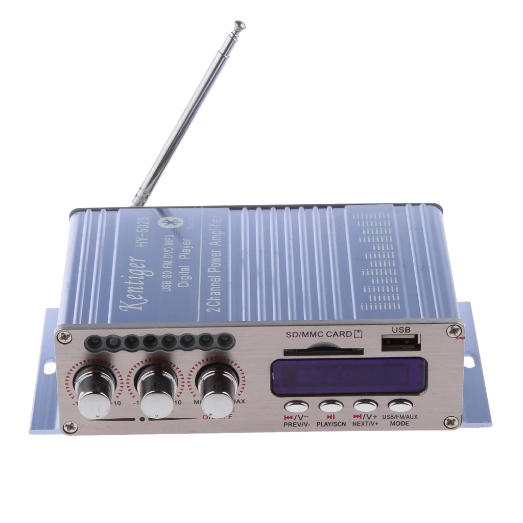 2CH 200W WiFi Stereo Audio AMP Amplifier BLUE for Car FM Bluetooth