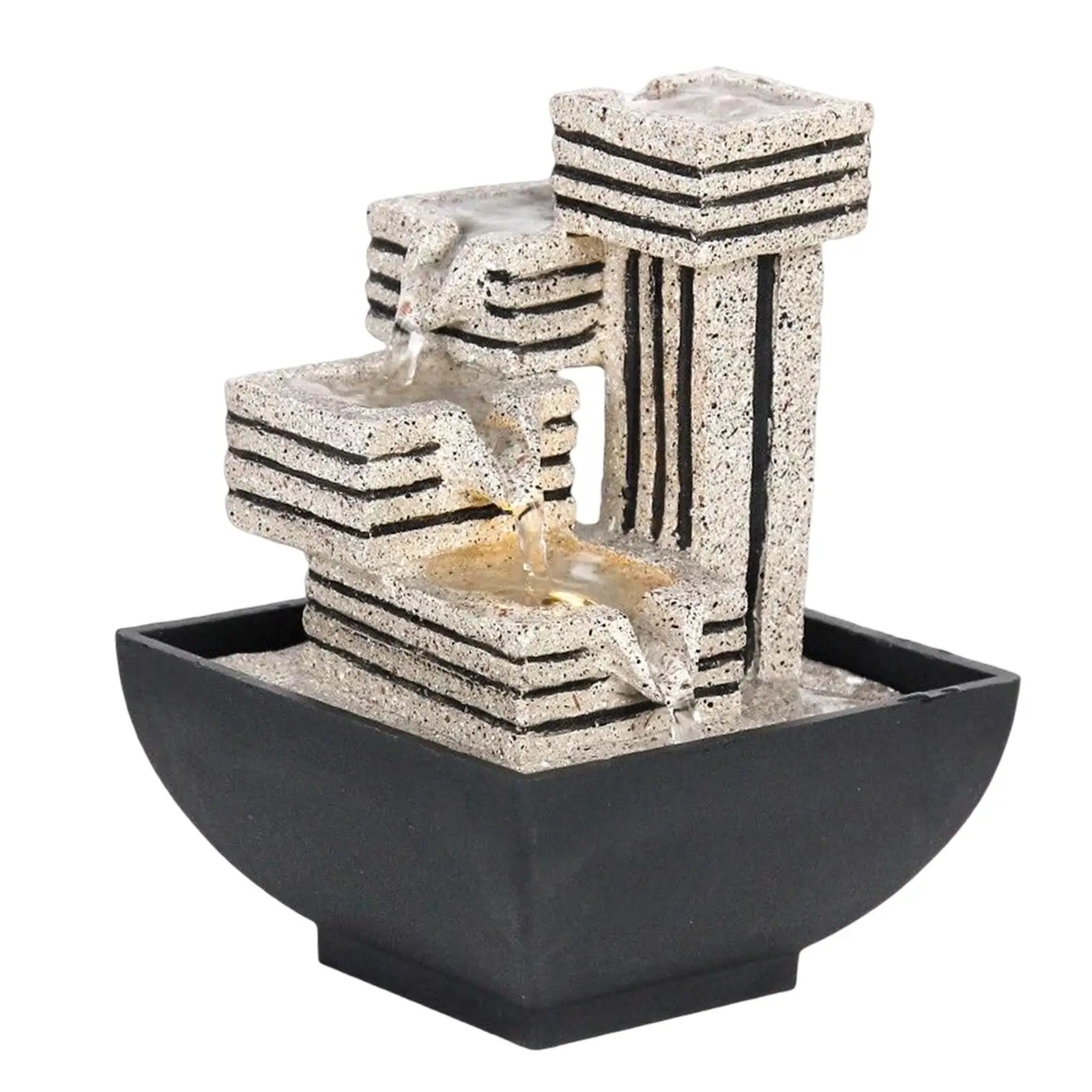 4 Tiers Tabletop Water Fountain Cascading Rockery Fountain Indoor Waterfall