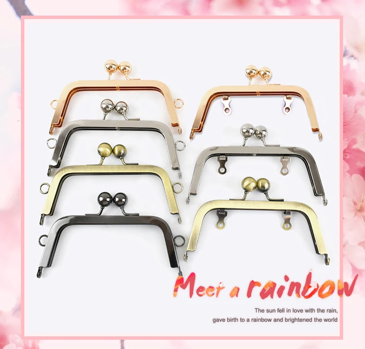 1-5Pcs 14cm Square Metal Frame for Bags Clasp Handbag Handle Purse Frames Metalic Kiss DIY Bag Handles Sew Hardware Accessories