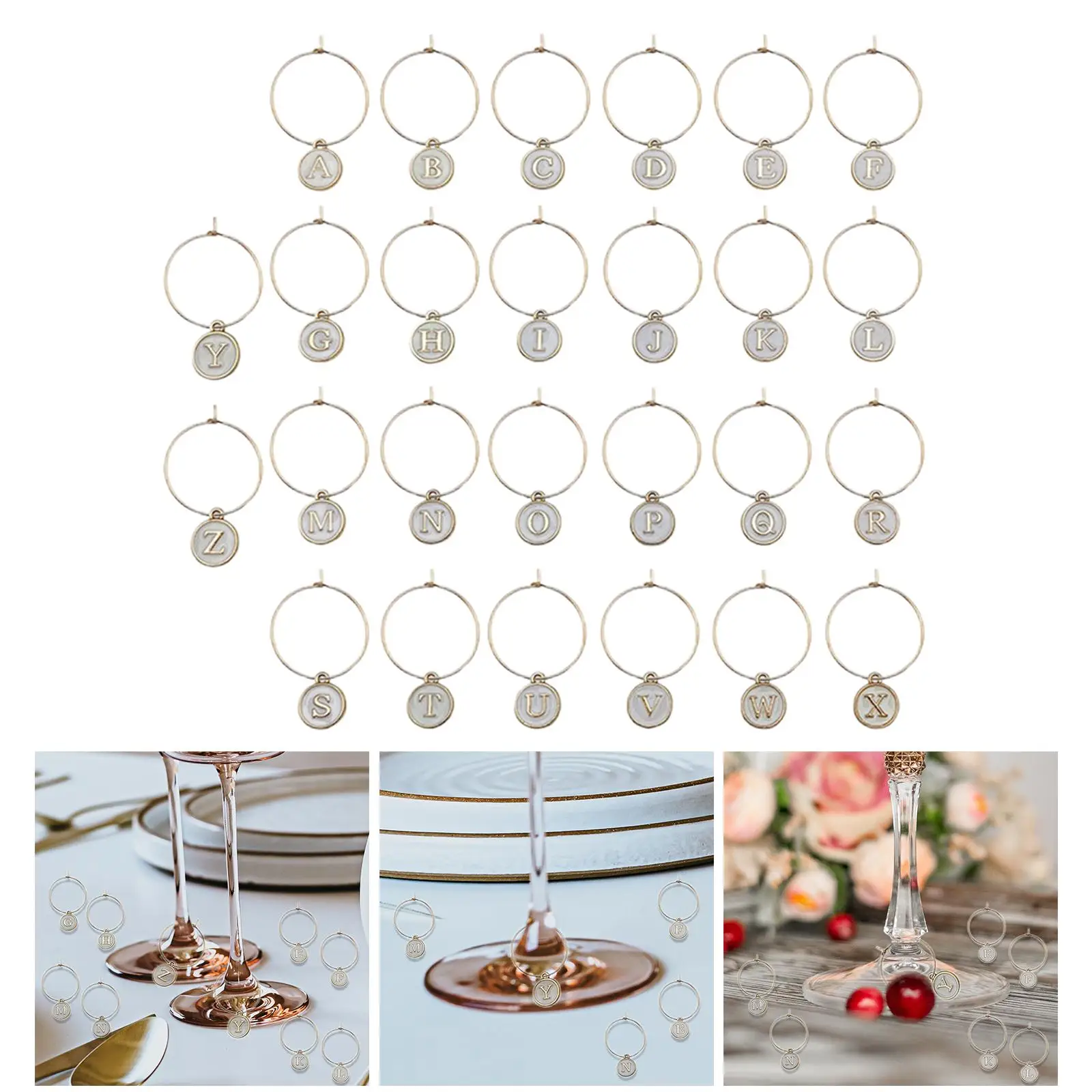 26x Champagne Glasses Charm Rings for Cocktail Goblet Decoration