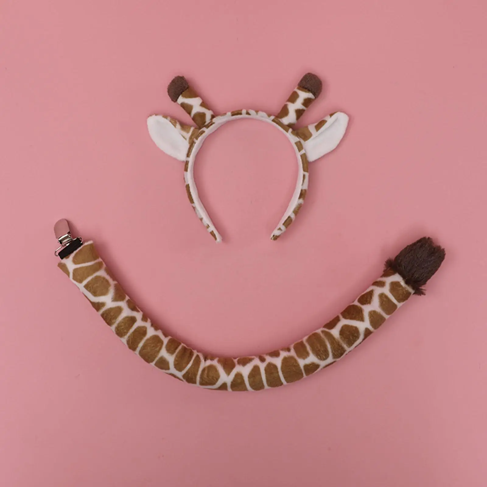 Cute Giraffe Tail Ears Set Headband Hand-Made for Dress Up Decoration