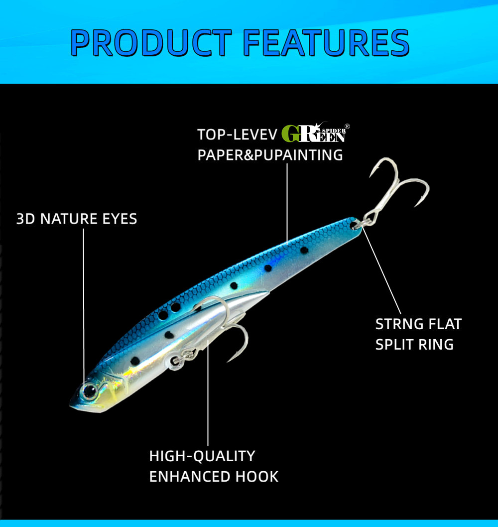110mm 44g Sinking VIB Angeln Köder Forelle Bass Köder Salzwasser Swimbait Metall Jig Wobbler Angeln Pesca Metall Vib locken – Detail 3