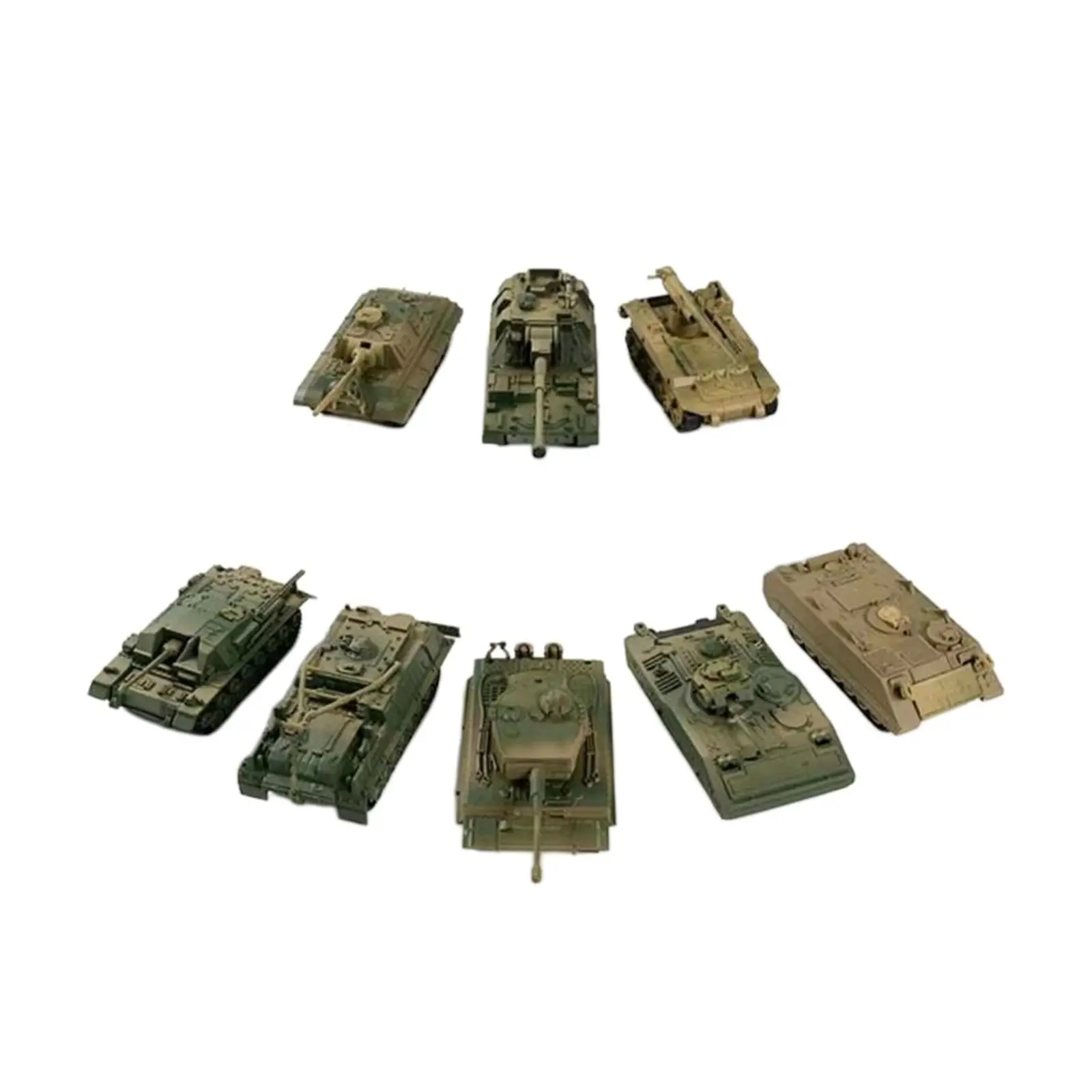 8Pcs 1/72 Tank Model Collectible Playset Simulation DIY Tank Puzzle Showcase Tank Truck 4D Model for Adults Kids Girls boy gift