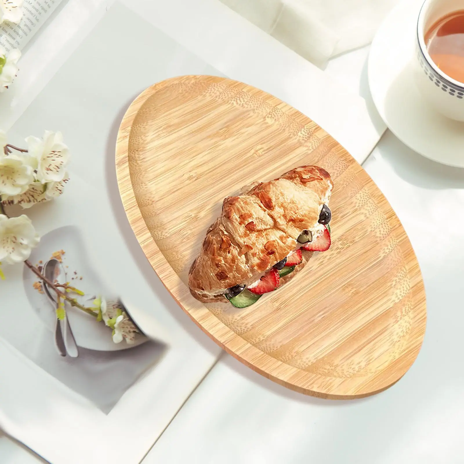 Wood Tray Photo Props Housewarming Gift Wooden Trays Platter for Bread Meat Vegetables Home Kitchen Decor Cheese Ham