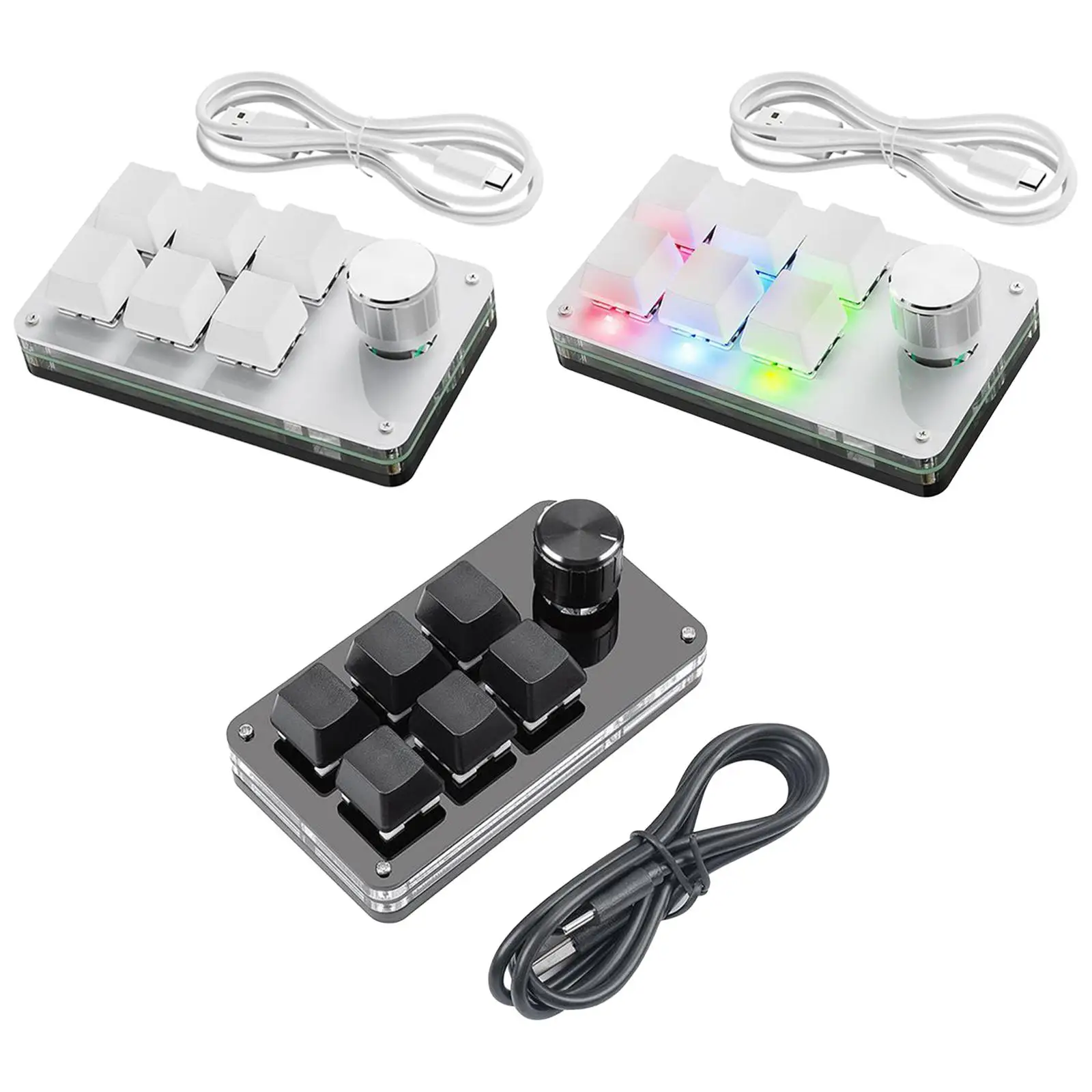 Programming macro Knob Keyboard 6 Keys Portable with USB Cable Programmable Keys