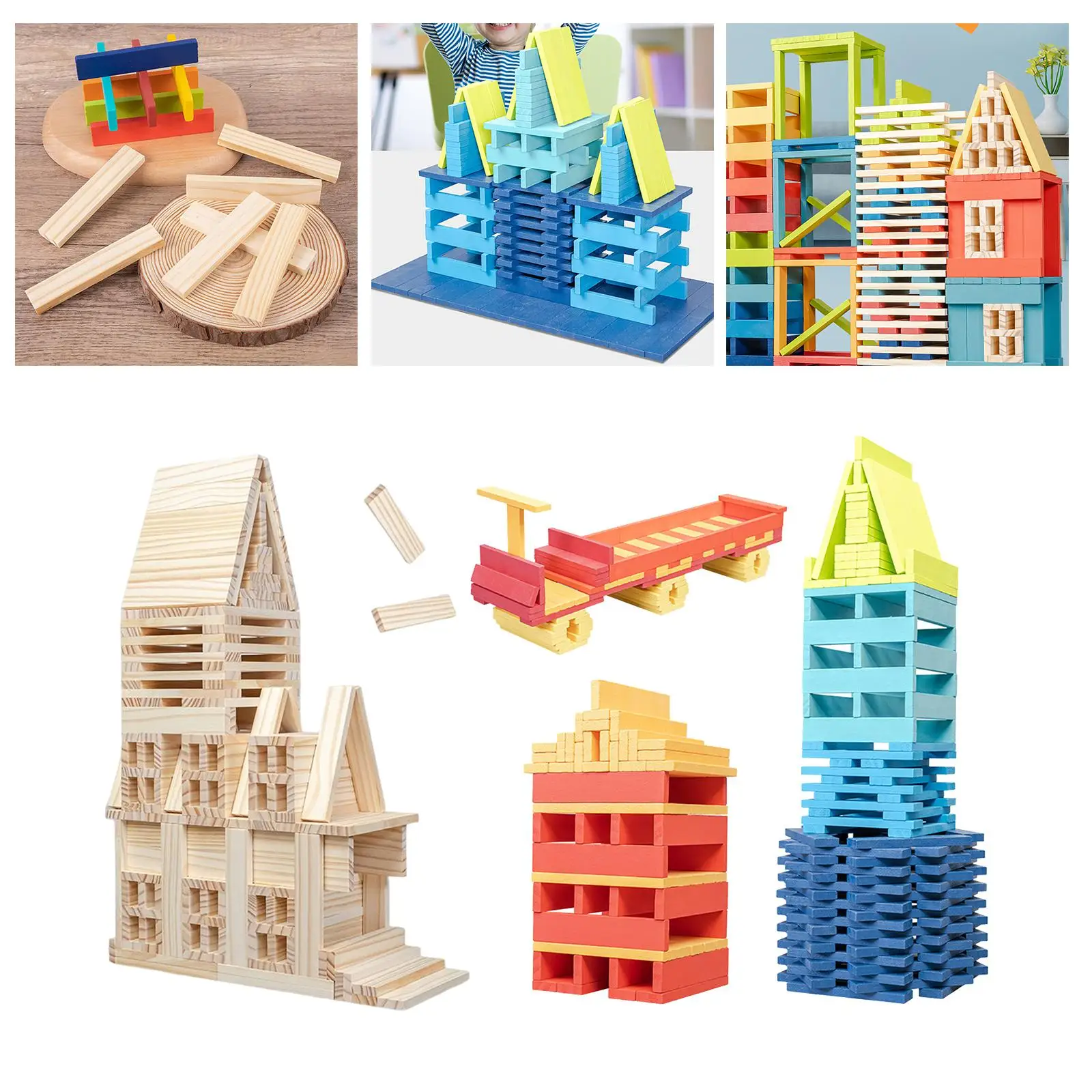 100 Pieces Wooden Building Blocks Early Educational  Birthday Gifts