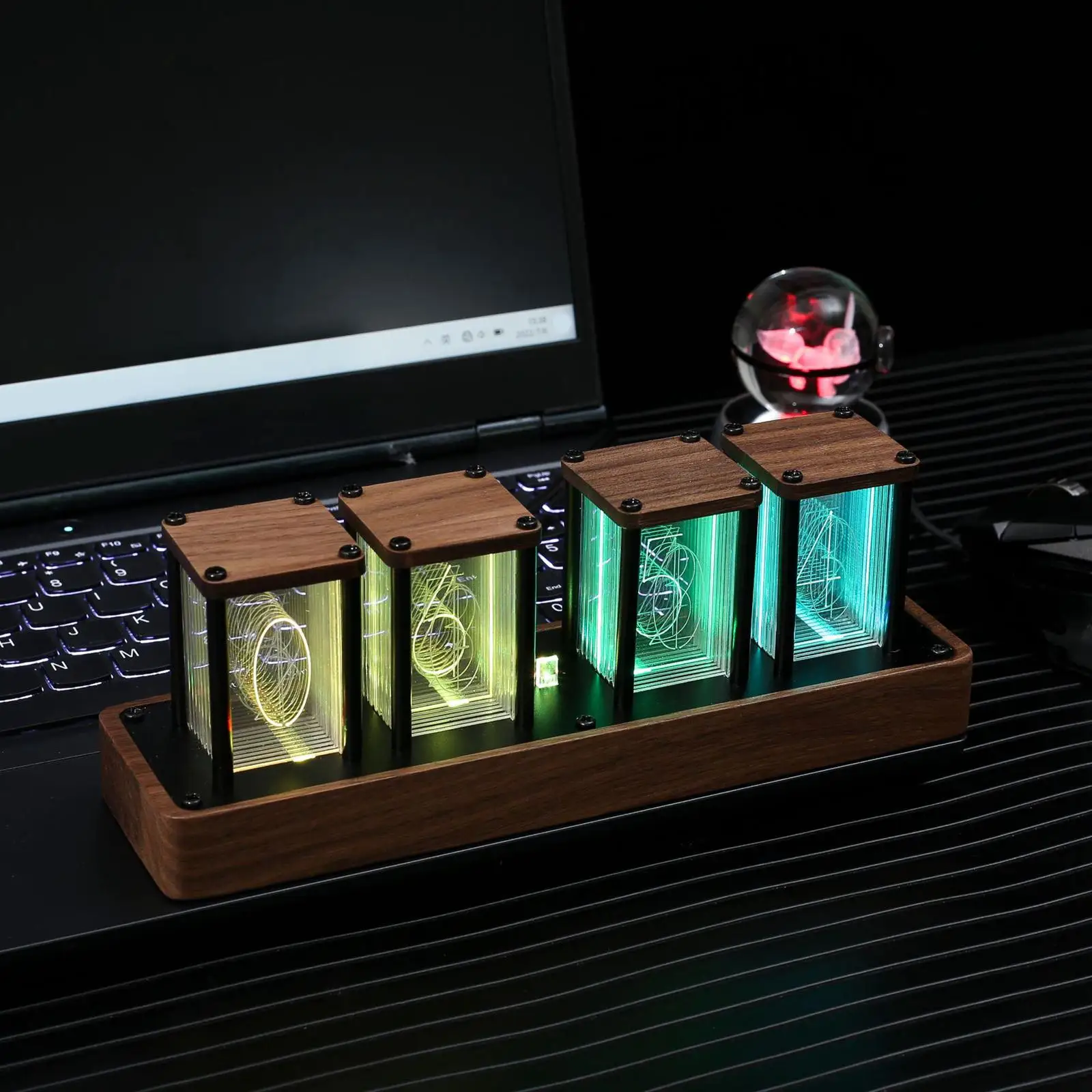 RGB Nixie Tube Clock LED Desktop Clock  Clock Glow Tube Decor