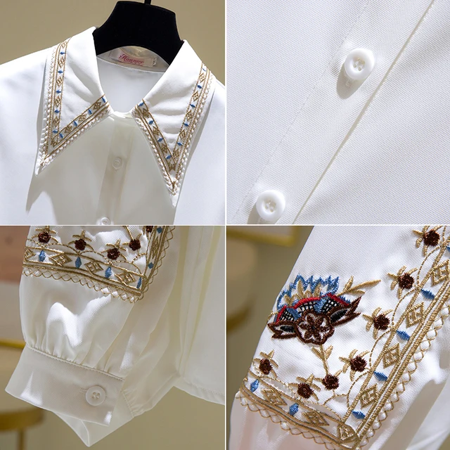 新しい季節 Shaga アクセサリー Embroidery Collar(White) Frill