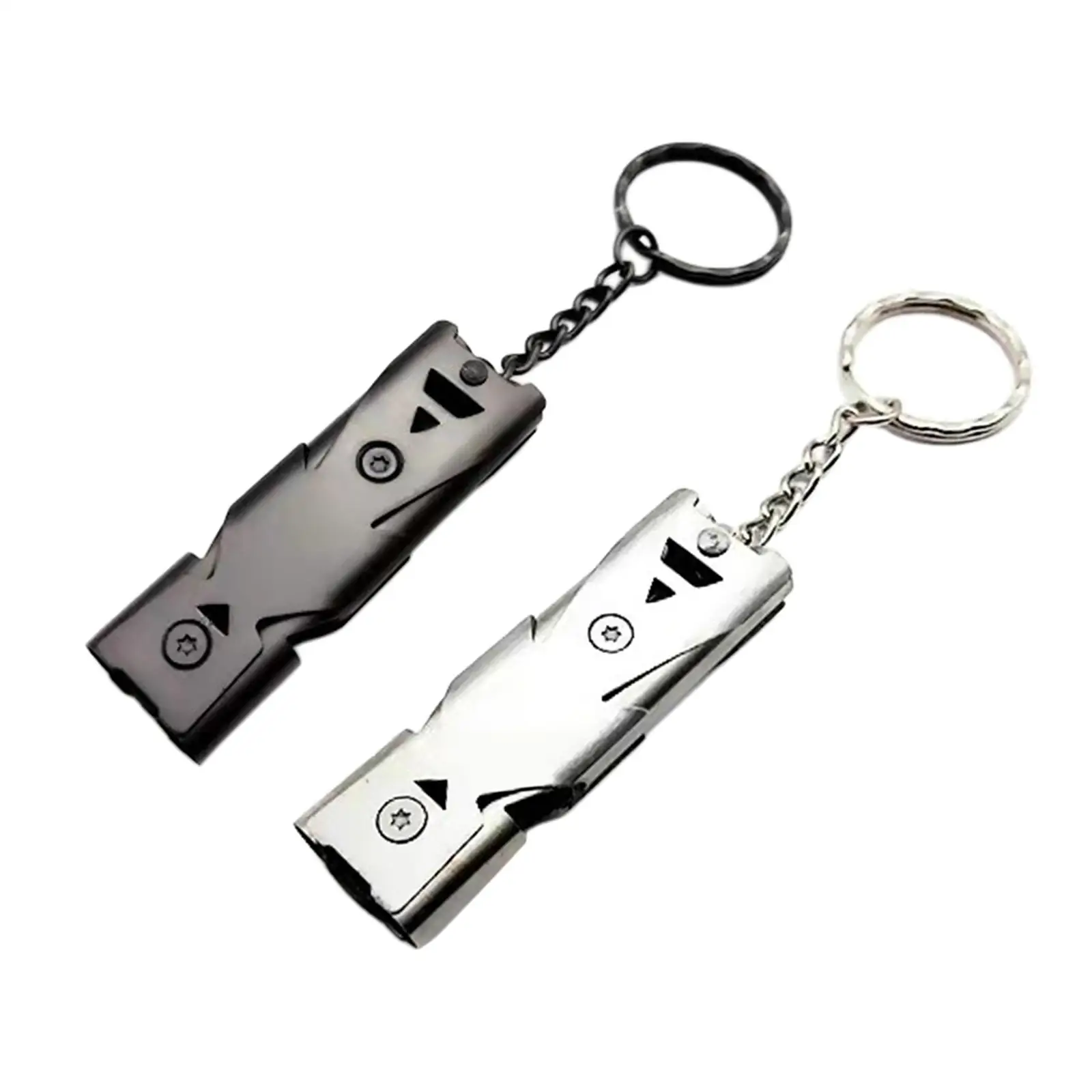 Portable Emergency Whistle, Double Tube with Key Chain High Decibel Equipment Accessory for Outdoor