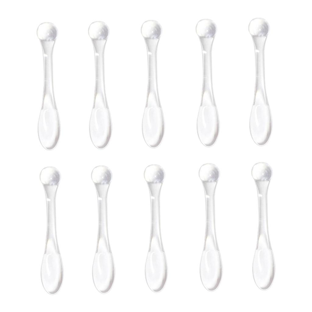 2X 10Pcs Mini Cosmetic Spatula Mixing Sampling Facial Cream Spoon Clear