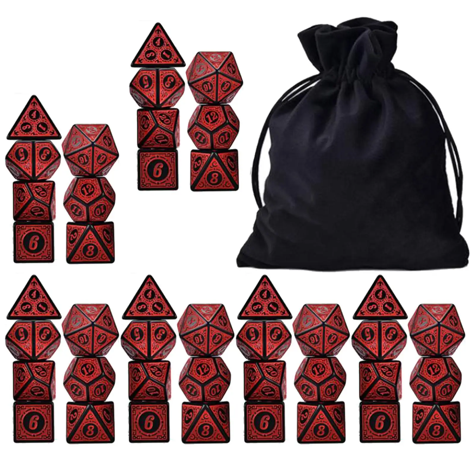 42pcs Acrylic Polyhedral Dice Set with Pouches D4 D6 D8 D10 D12 D20 for MTG DND RPG Board Game Bar Toys