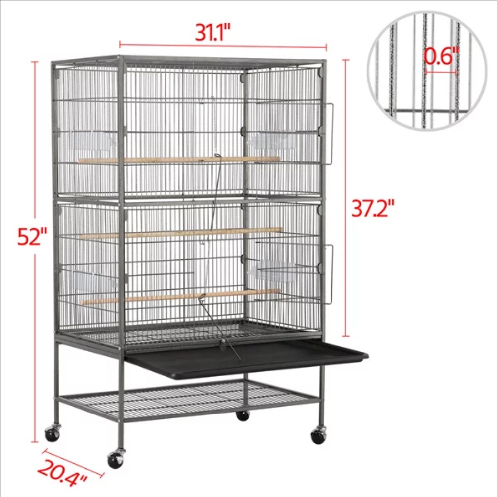 Title 7, SmileMart Metal 52" Large Rolling Bird Cage wit...