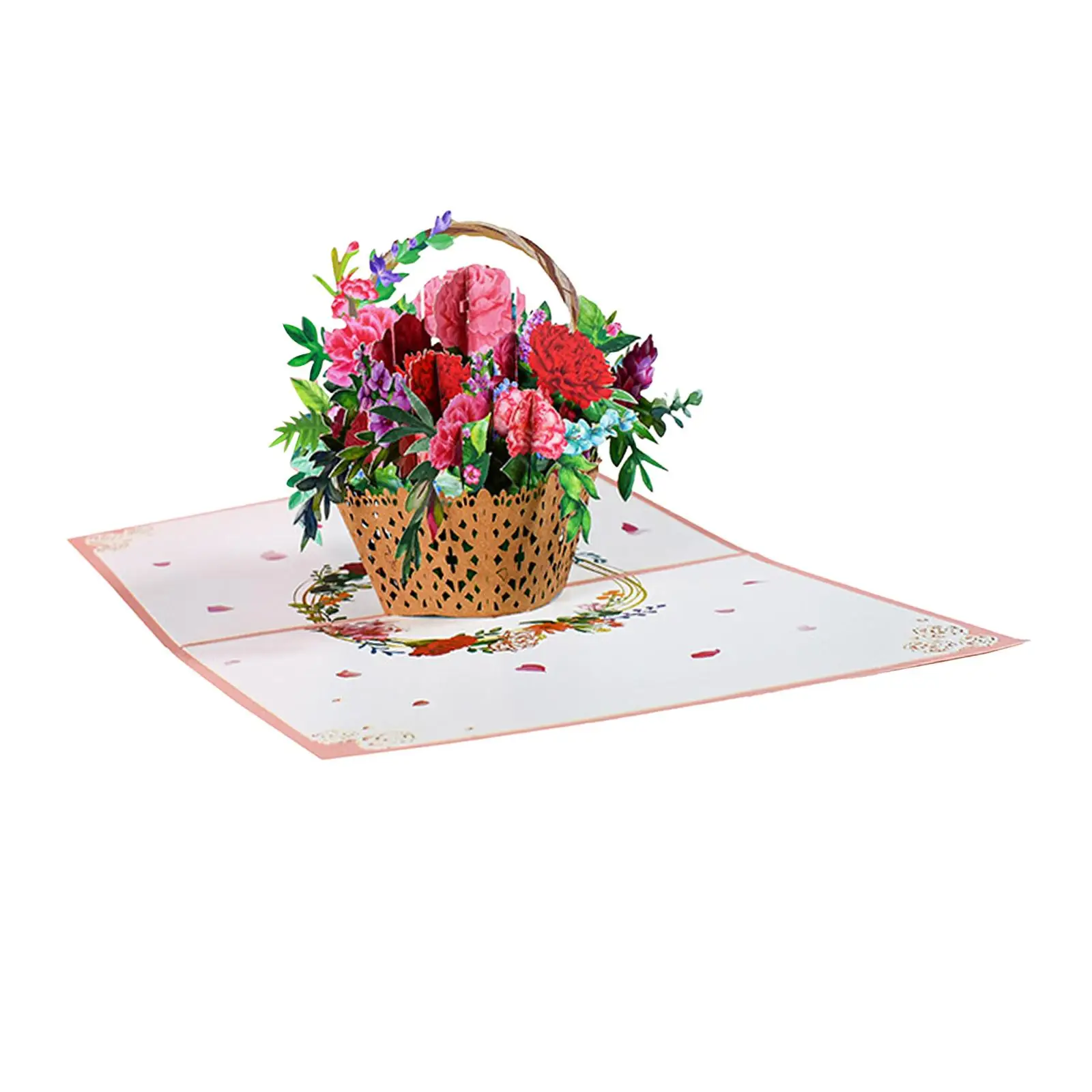 Popup Card with Note Card and Envelope Flowers Pop up Card for Congratulations Mother`s Day Holiday Happy Birthday New Year