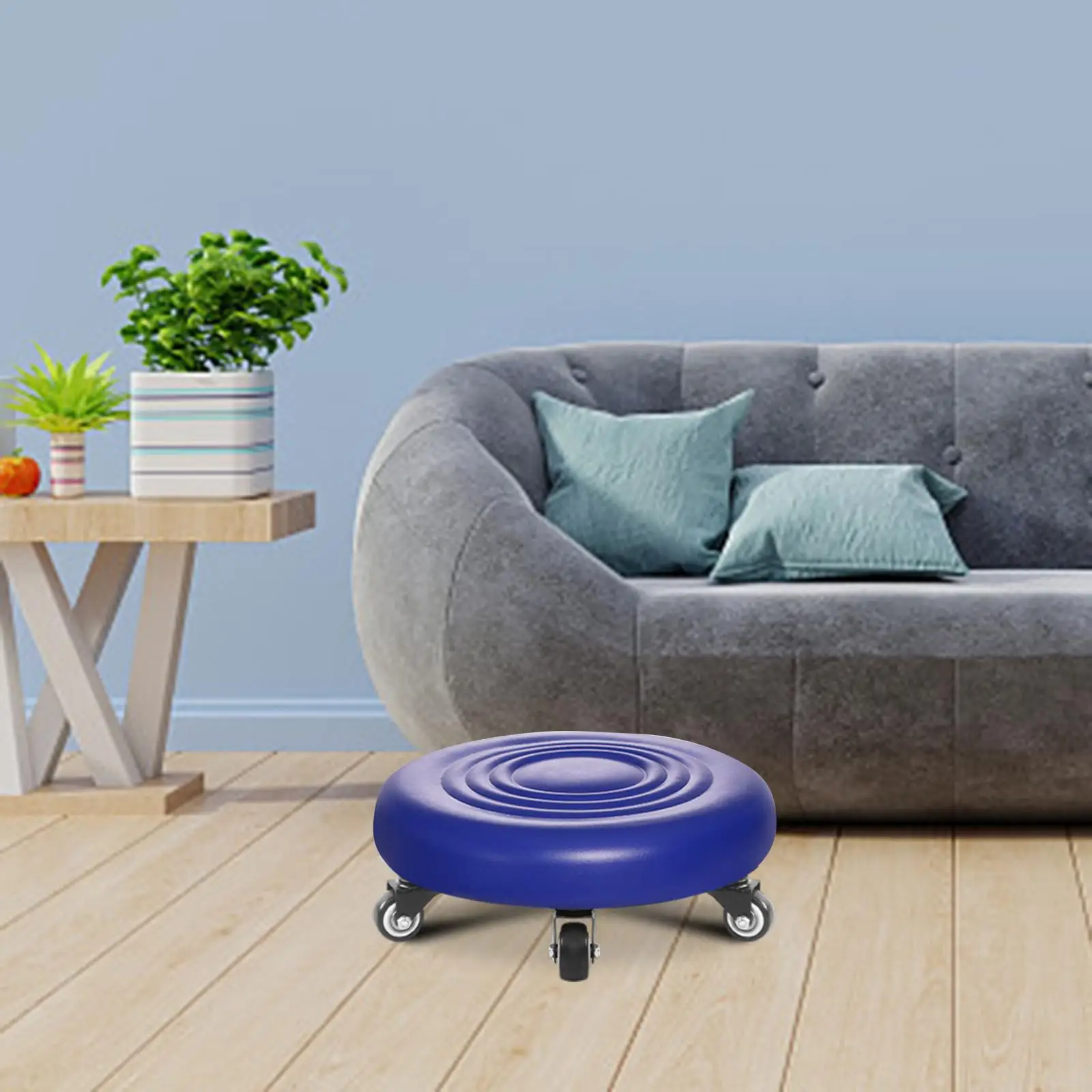 Round Low Roller Seat Stool Rolling Stool Comfortable Stool Pulley Ottoman Pulley Stool for Office Garden Home