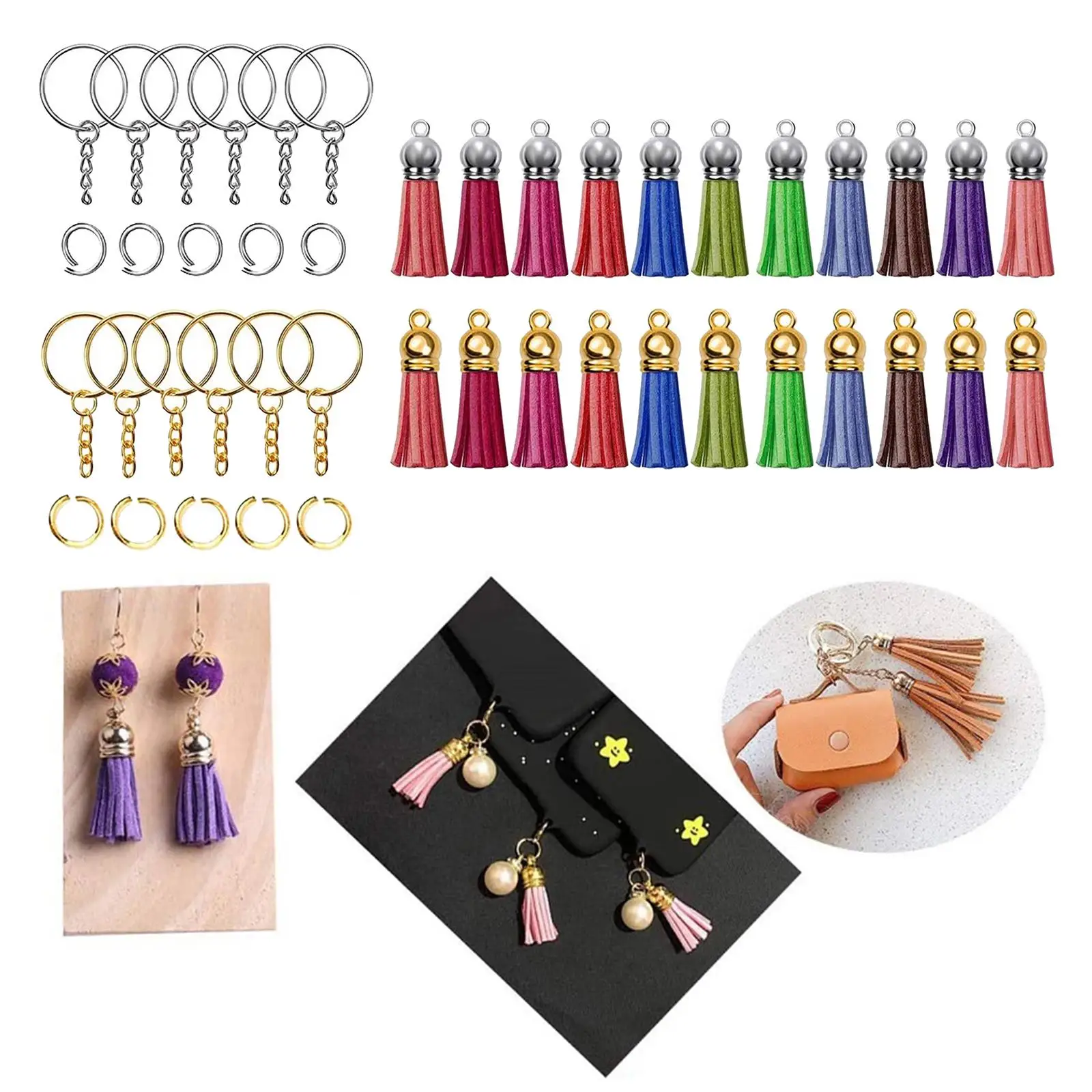 150pcs/Set Keychain Tassels Key Chain DIY for Crafts Making
