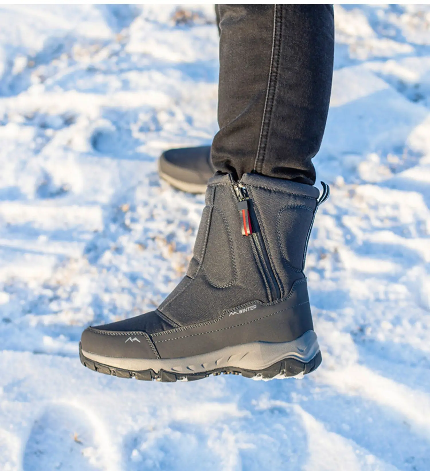 Men Boots Winter Shoes For Men Warm Snow Boots Mid-calf Men Warm Shoes Thick Plush Winter Boots For Men Women Cotton Shoes
