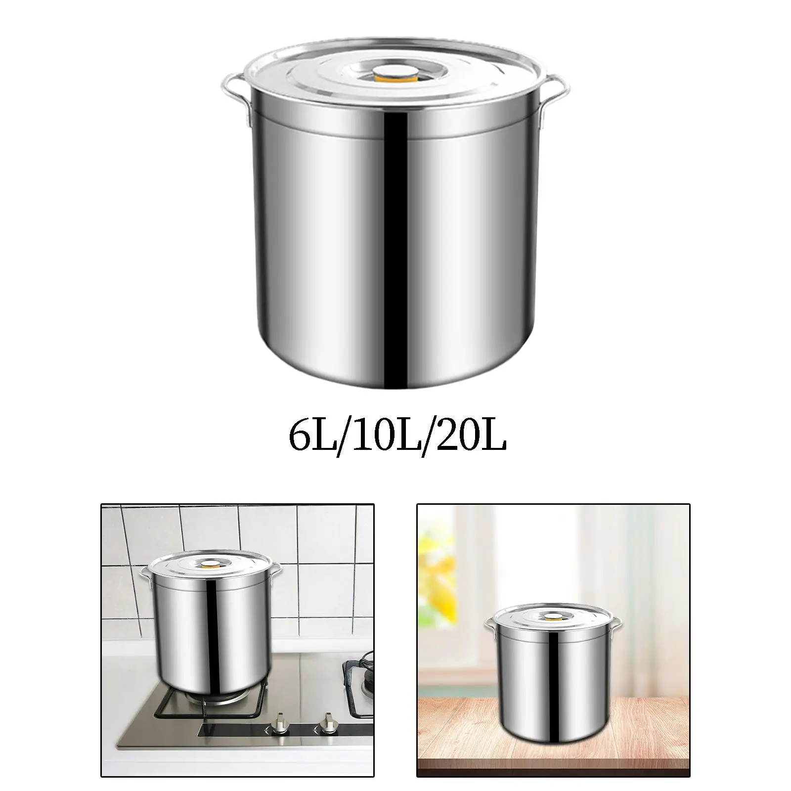 Stainless Steel Stockpot for Boiling Strew Simmer Heavy Duty Big Cookware with Lid Induction Pot for Household Hotel Canteens