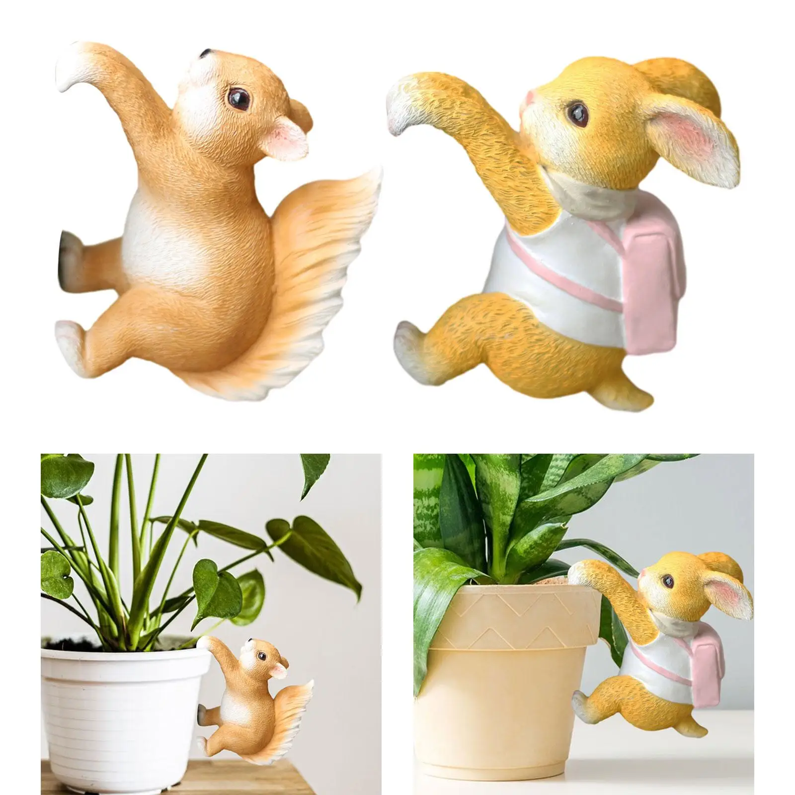 Animal Garden Statue Crafts Resin Planter Hanging Pendant Ornament Plant Pot Decor for Balcony Yard Terrarium Courtyard Outdoor