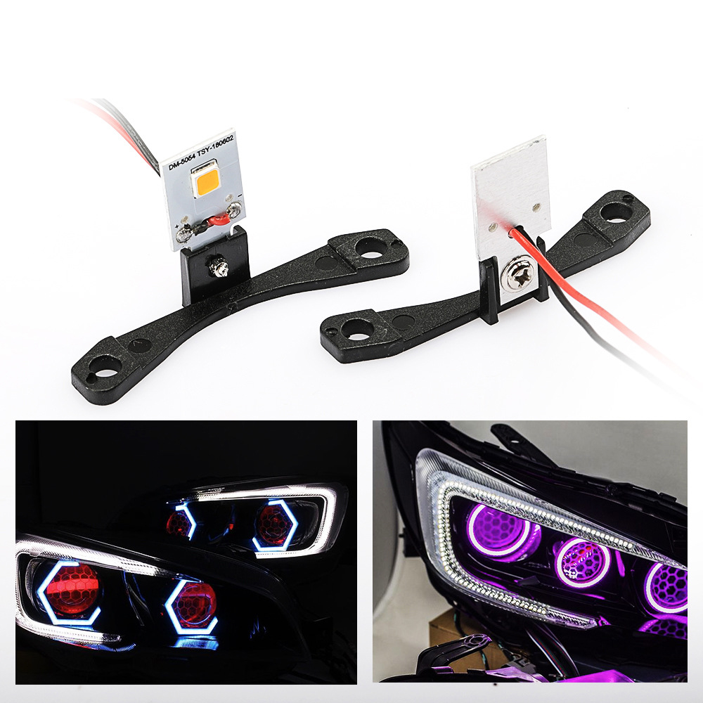 2 in 1 RGB Car Demon Eye Headlights with App Control  Devil Eyes Halo Rings 2.5 3.0 Inch Projector Lens Retrofit Car Accessories