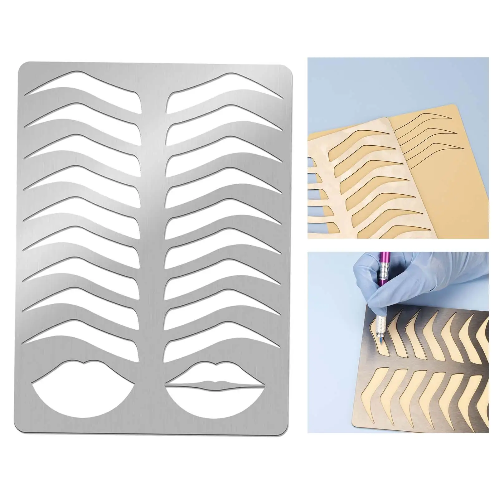 Eyebrow Lip Stencil Stainless Steel Reused Durable Professional Training Supplies Eyebrow Practice Stencil for Starter Beginner