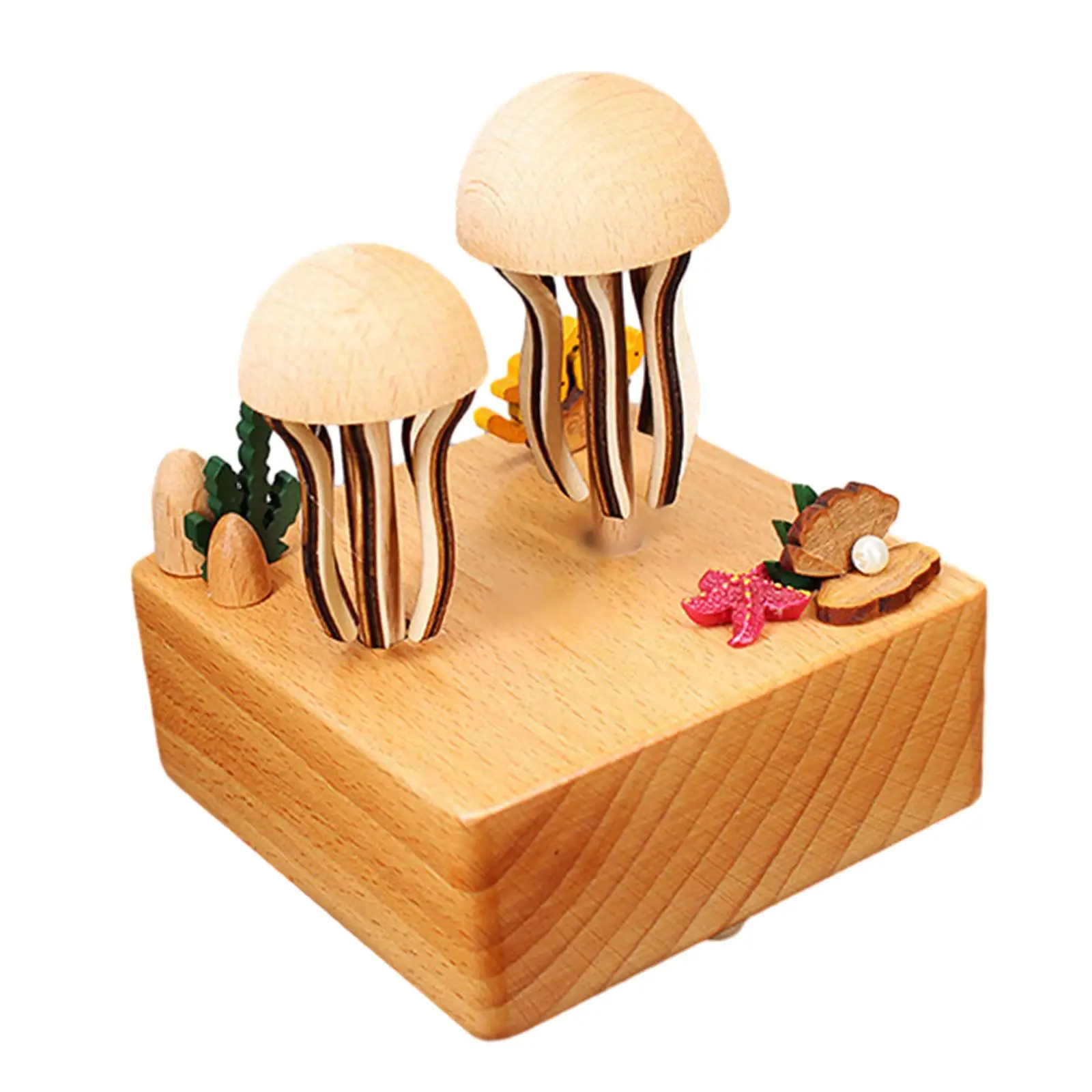 Wooden Jellyfish Music Box, Electric Music Boxes, Music Box with 32 Songs for