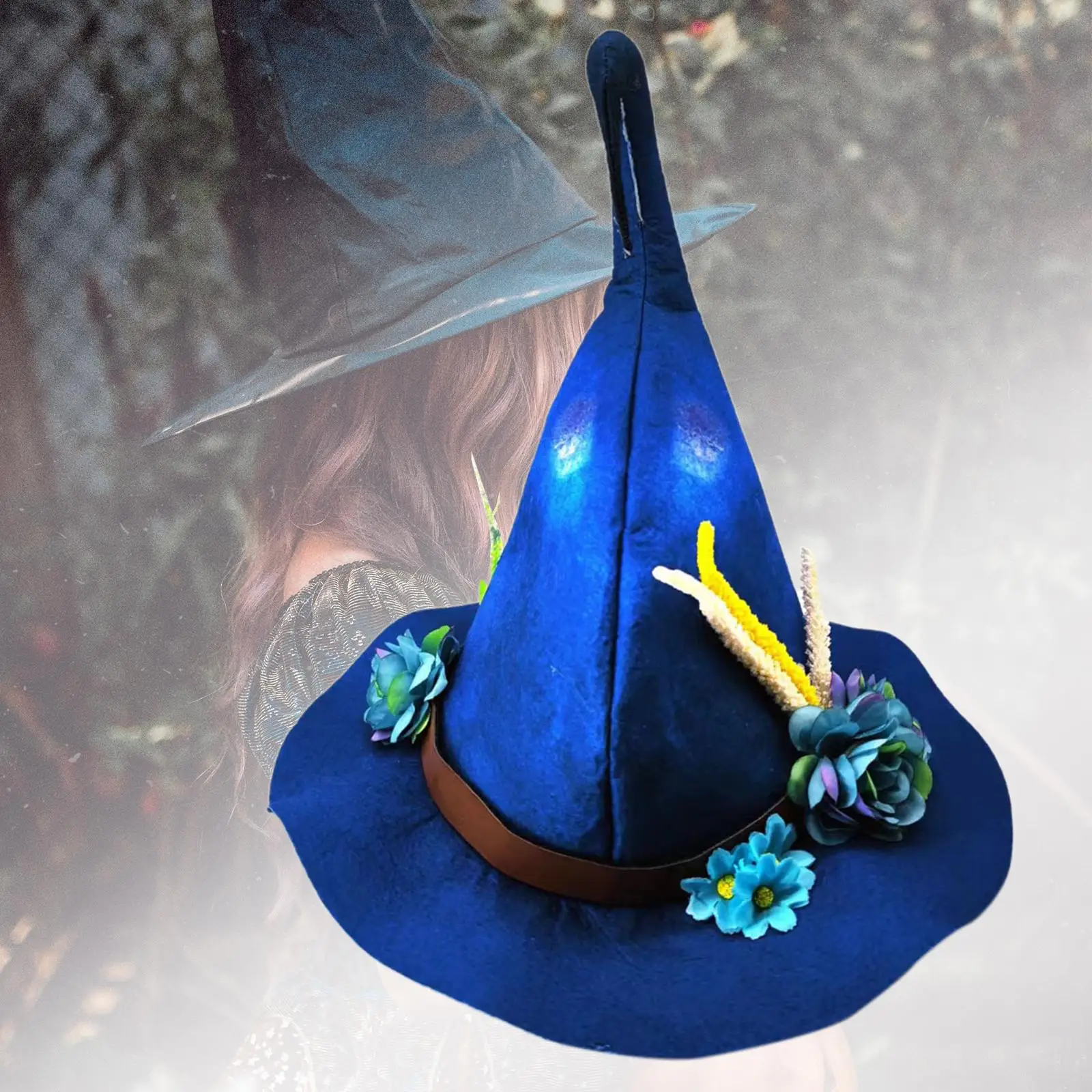 Halloween Witch Hat Headgear Comfortable Head Wear Soft Fancy Dress Steeple Hat for Party Supplies Gift Cosplay Holiday Carnival