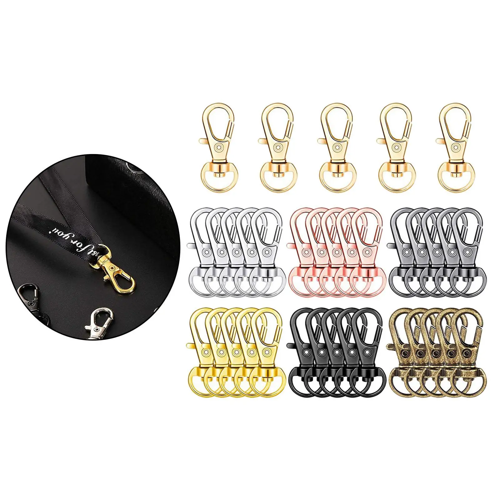 35x Swivel Clasps Lanyard Snap Hooks Reusable Assorted Keychain Clip Lobster