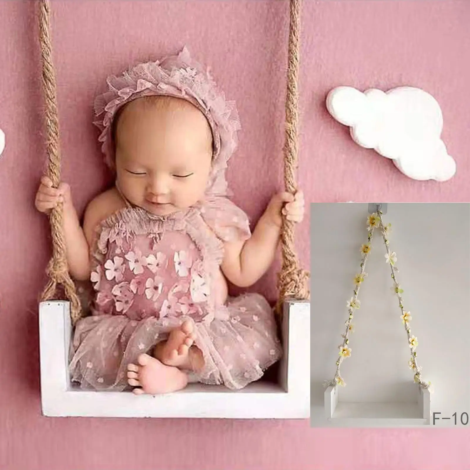 Newborn Photography Props Wooden Swing Seats Photo Posing Aid for Boys Girls