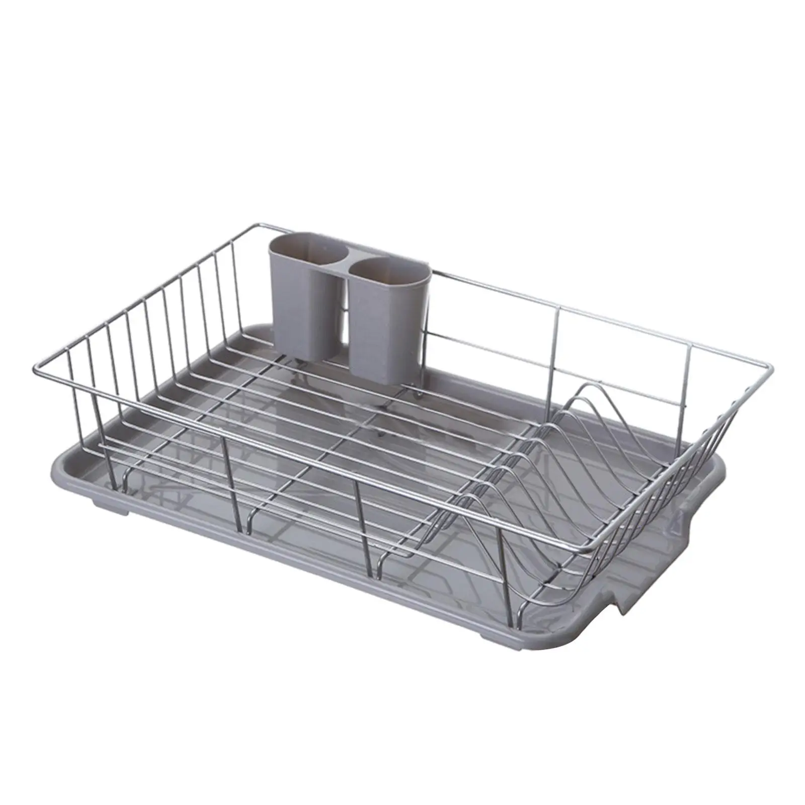 Counter Dish Drainer with Drainboard Multifunctional Self Draining Dish Dryer Dish Racks for Cups Forks Kitchen Bowls Countertop