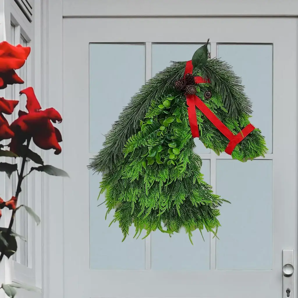 Horse Head Wreath Christmas Kitchen Simulation for Front Door Office Room