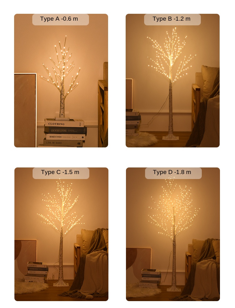 Dekoracja świąteczna Brzozowa lampa LED do sypialni do krajobrazu Świecąca dekoracja Noworoczna Dekoracja drzewa Światło świąteczne prezent