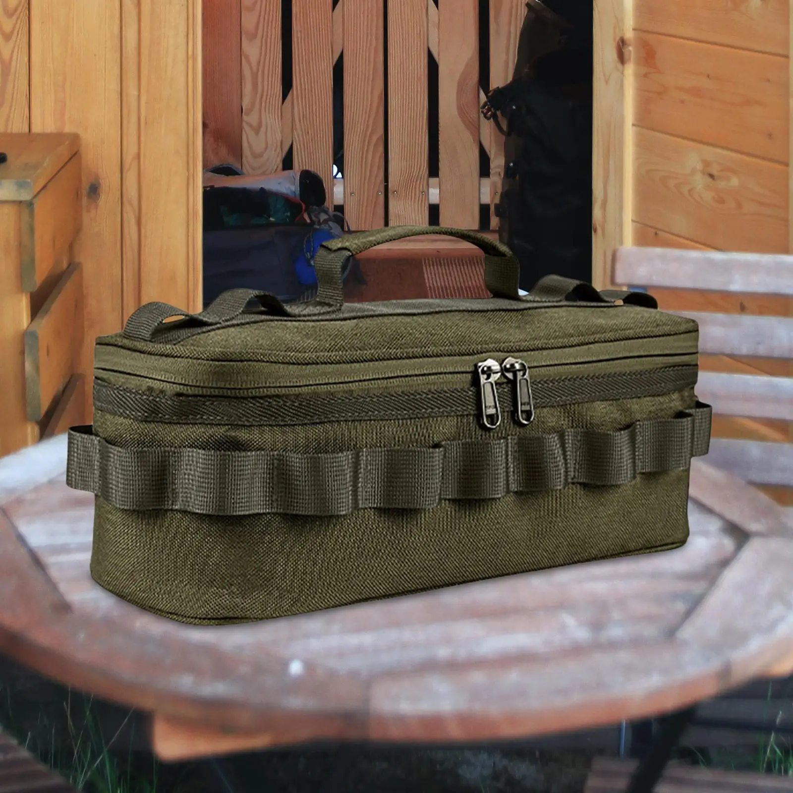 Camping Storage Bag Tableware Carry Bag with Handles Portable Tote Bag with Compartments for Backpacking Travel Fishing Barbecue