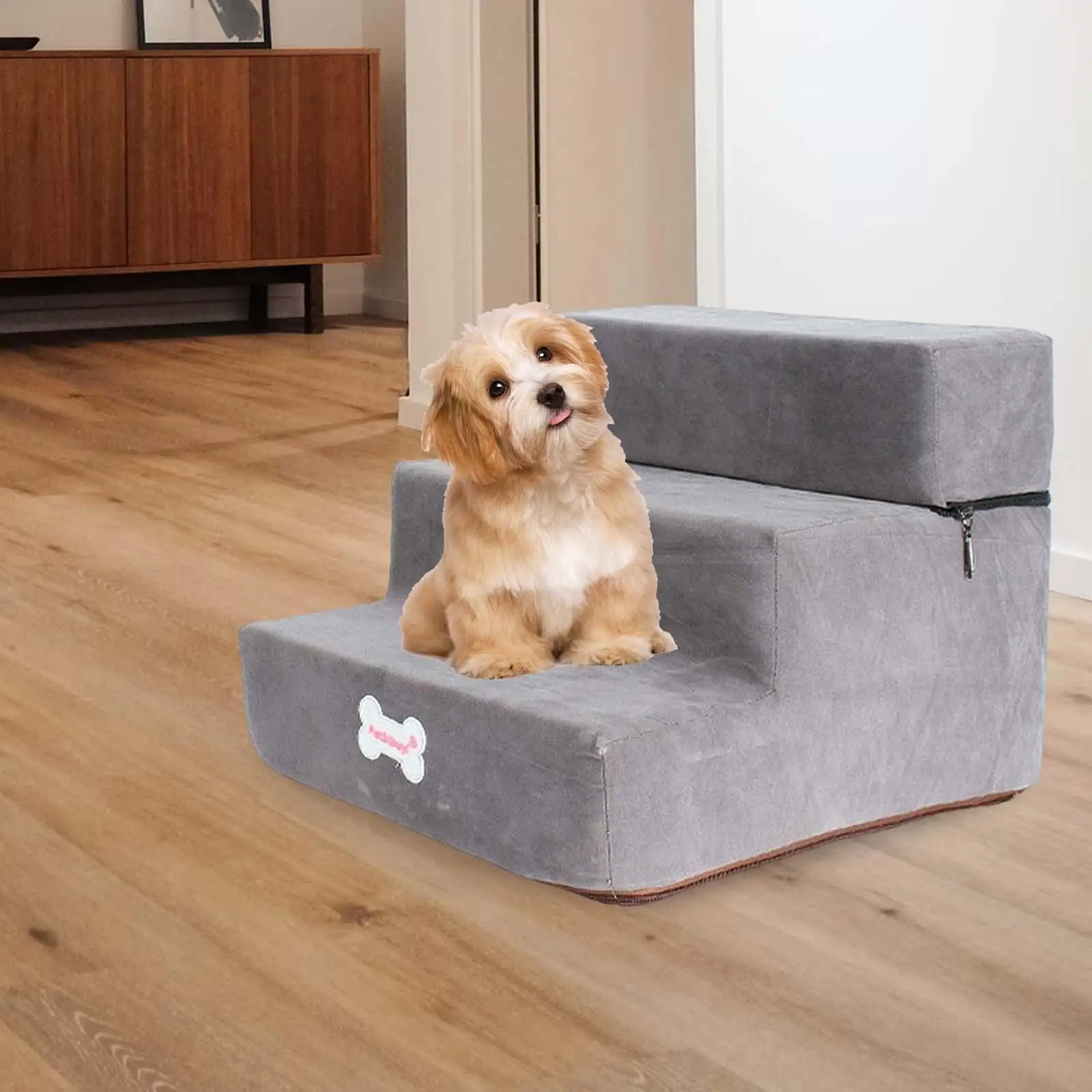 Soft Dog Stairs Ladder Non Slip Removable Zipper Cover Indoor Ramp 3 Steps