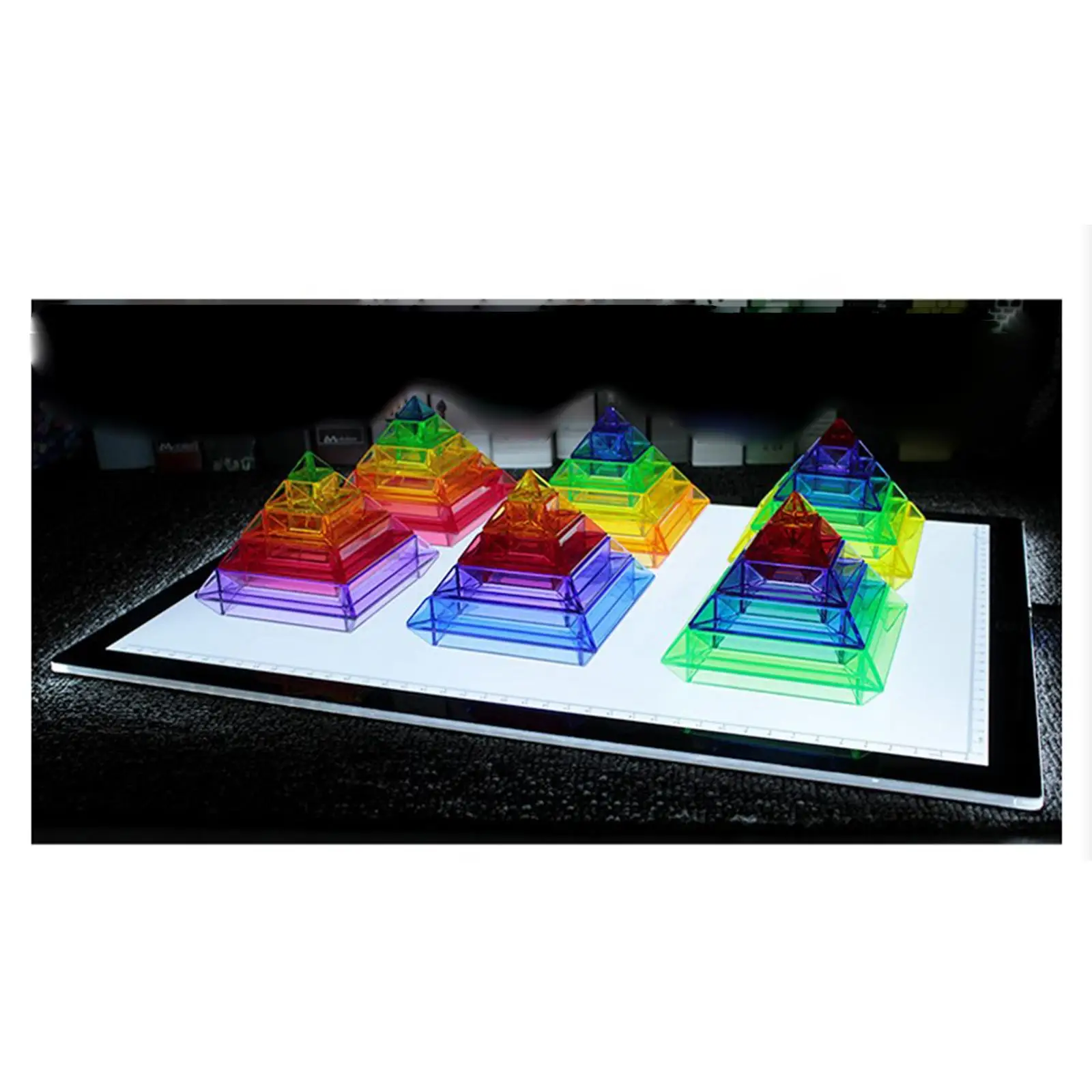Transparent Pyramid  Toys Tower Puzzles  Coordination Stacking Creative Ability for Children