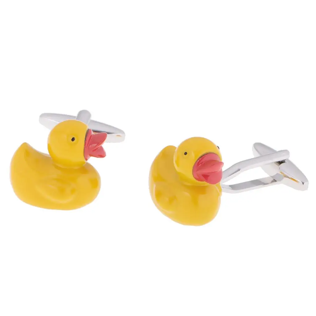 Cute Yellow Duck Cufflinks Animal Cuff Buttons Kids Jewelry Shirt Ornaments