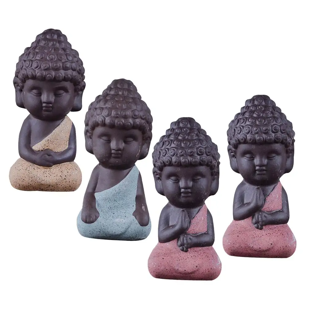 Set of 4, Little Buddha Statue   Tea Table Pet Figurine Home Ornament