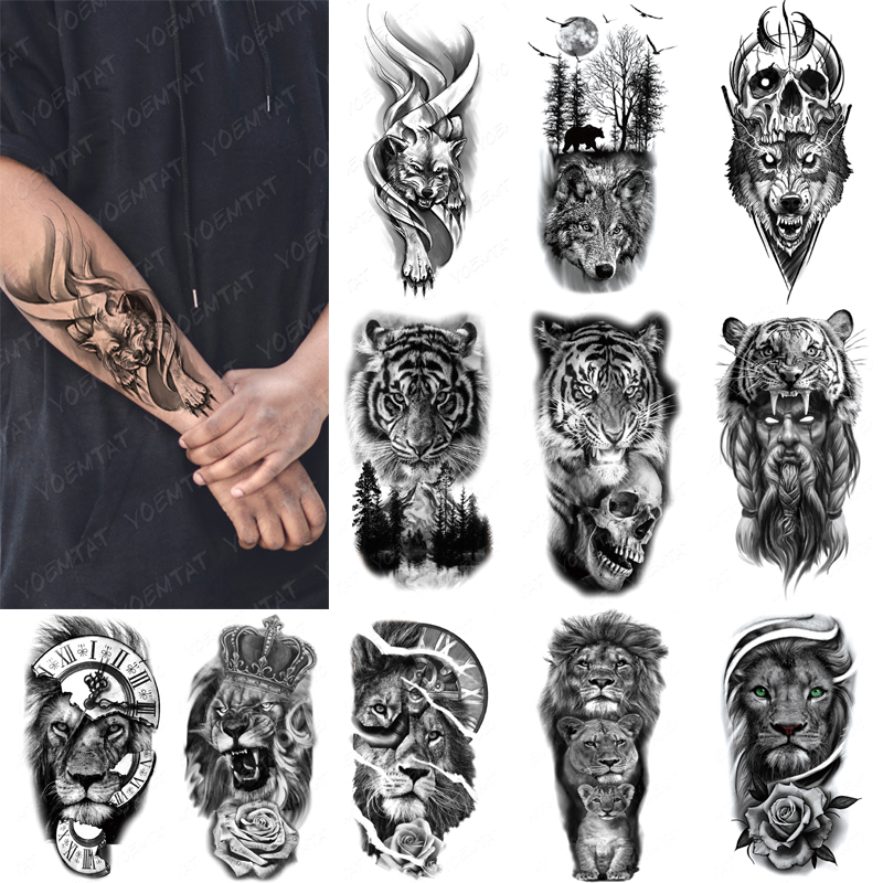 Best of Tiger Lion Wolf Waterproof Temporary Tattoo Sticker For Men Tribal Transfer Flash Tatoo Arm Sleeve Body Art Fake Tattoos Women Reviews & Tips