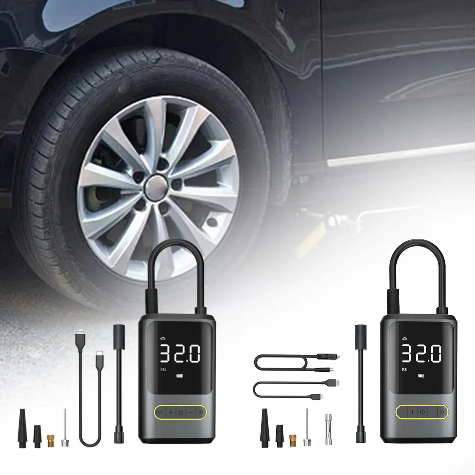 Automobile Tire Inflator Pump Portable Smart Digital Tire Pressure Detection Small Tire Filling Pump fors Balls SUV