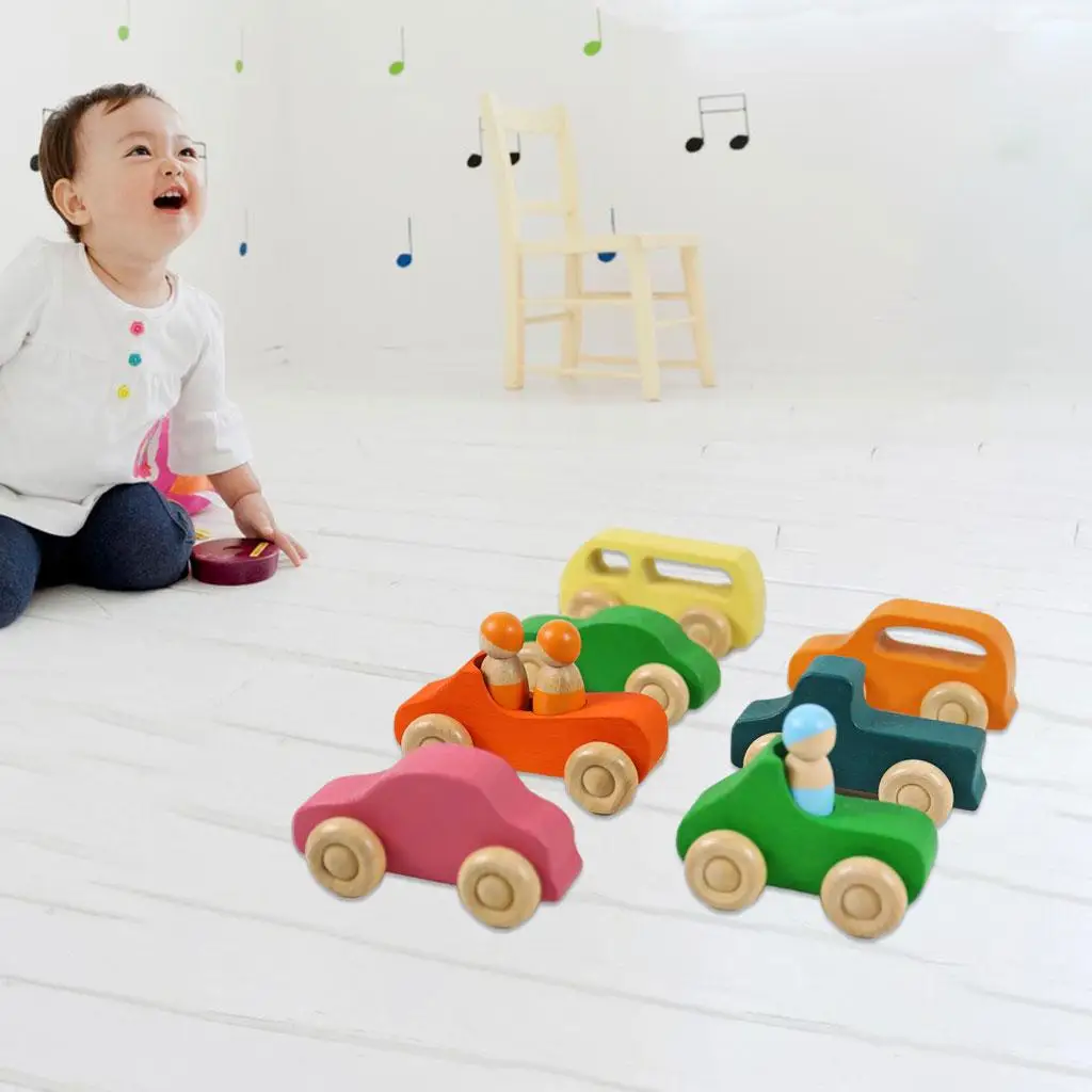 10Pcs Wooden Toy Stacking Design Building Blocks Cars for  Thinking