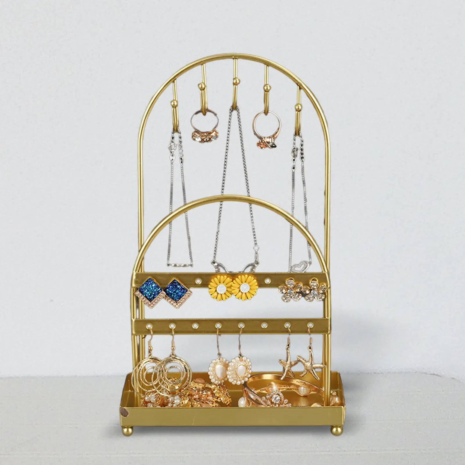 Jewelry Jewelry Display Stand Jewelry Holder Home Rings Earring Storage Metal Tabletop Jewelry Display Rack Necklaces Hanger