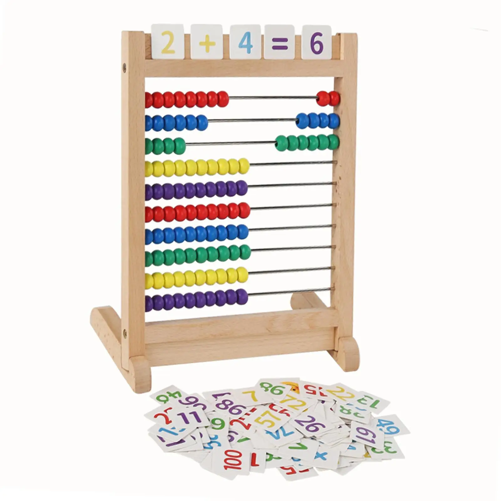 Wooden Abacus with 100 Colorful Beads Educational Toy Ten Frame Set for Preschool Children Kindergarten Toddlers Boys Girls