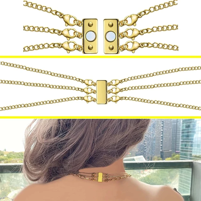 OHINGLT Layered Necklace Clasp 18K Gold and Silver Necklace Separator for Layering, Multiple Necklace Clasps and Closures for Women