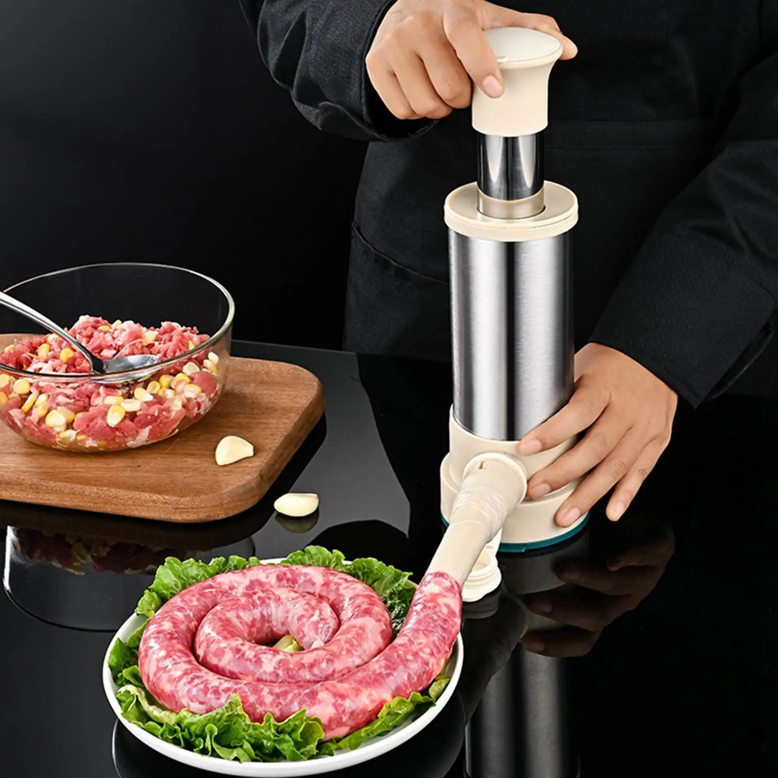 Sausage Stuffer Machine Kitchen Gadgets Salami Maker with Stuffing Tubes Vertical Sausage Maker Household Sausage Maker Machine